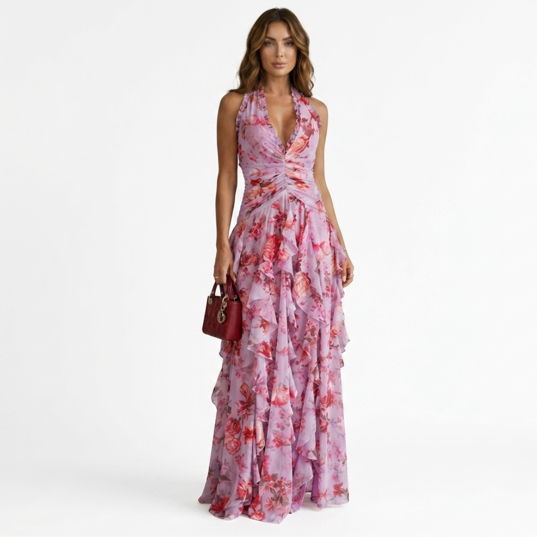 Dora - Maxi abito con scollo all'americana