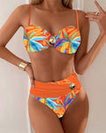 Costume da bagno sexy con stampa, reggiseno a contrasto, due pezzi