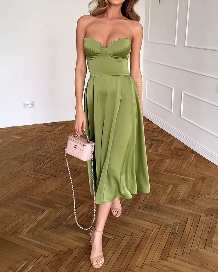 Liora™ | Vestito midi elegante senza spalline