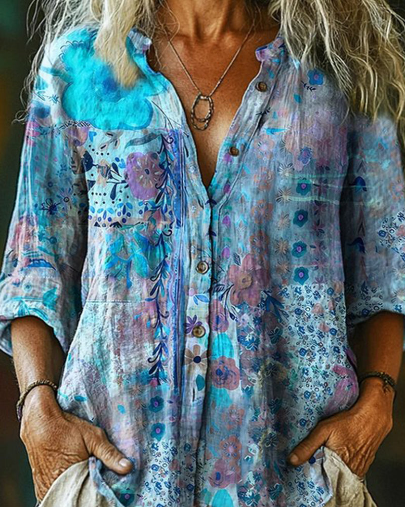 Camicia Artistica Stampa Floreale