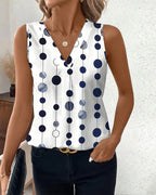 T-shirt casual a pois senza maniche