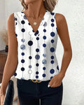 T-shirt casual a pois senza maniche