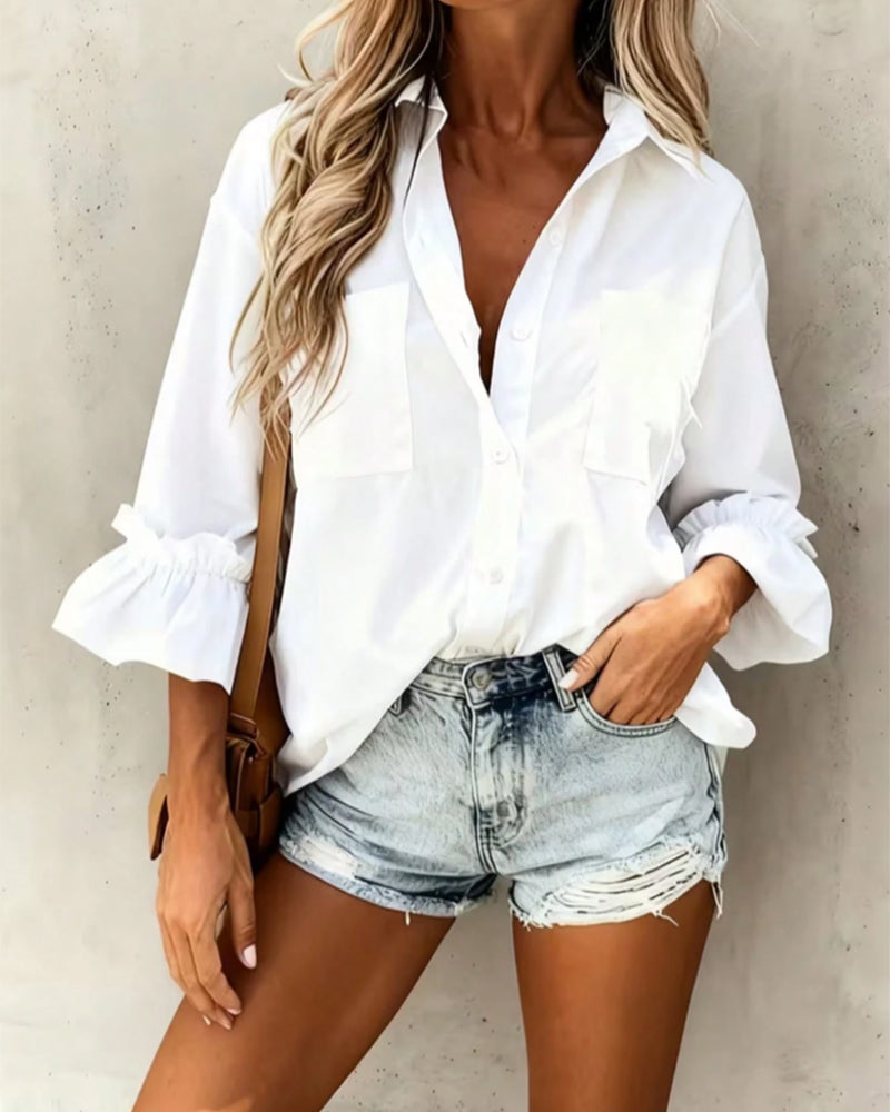 Camicia tinta unita con taschino, modello casual