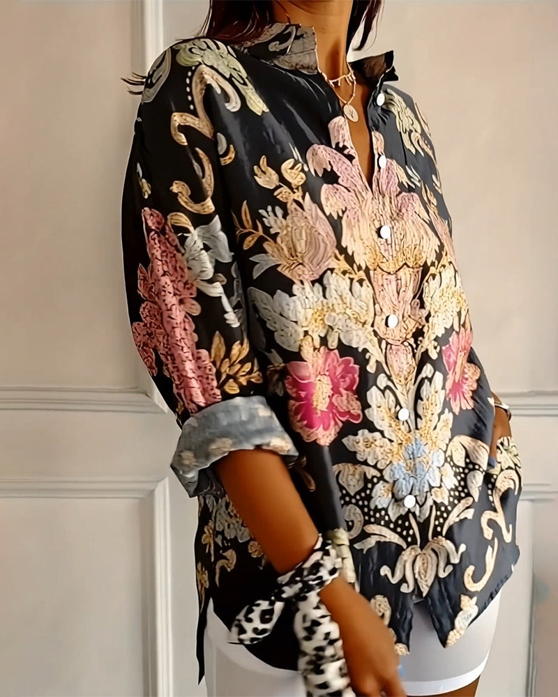 Camicia con Colletto Stampato e Bottoni