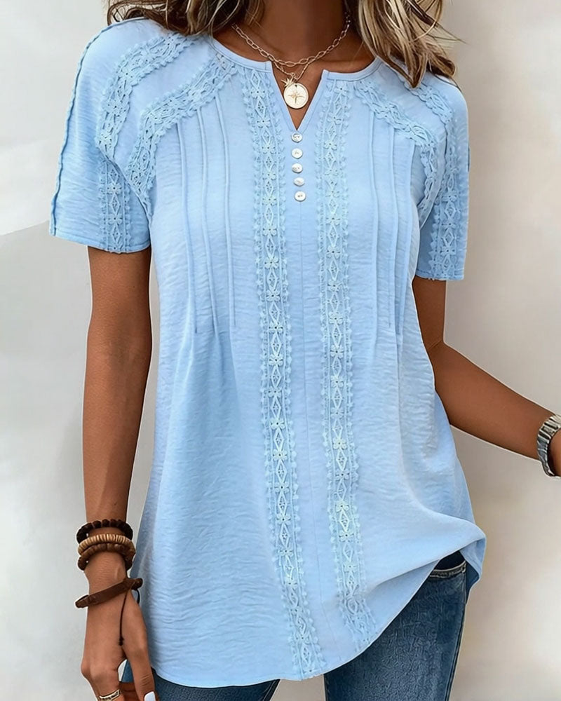 Top in pizzo a maniche corte