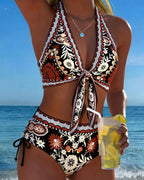 Bikini vintage floreale stampato all'americana