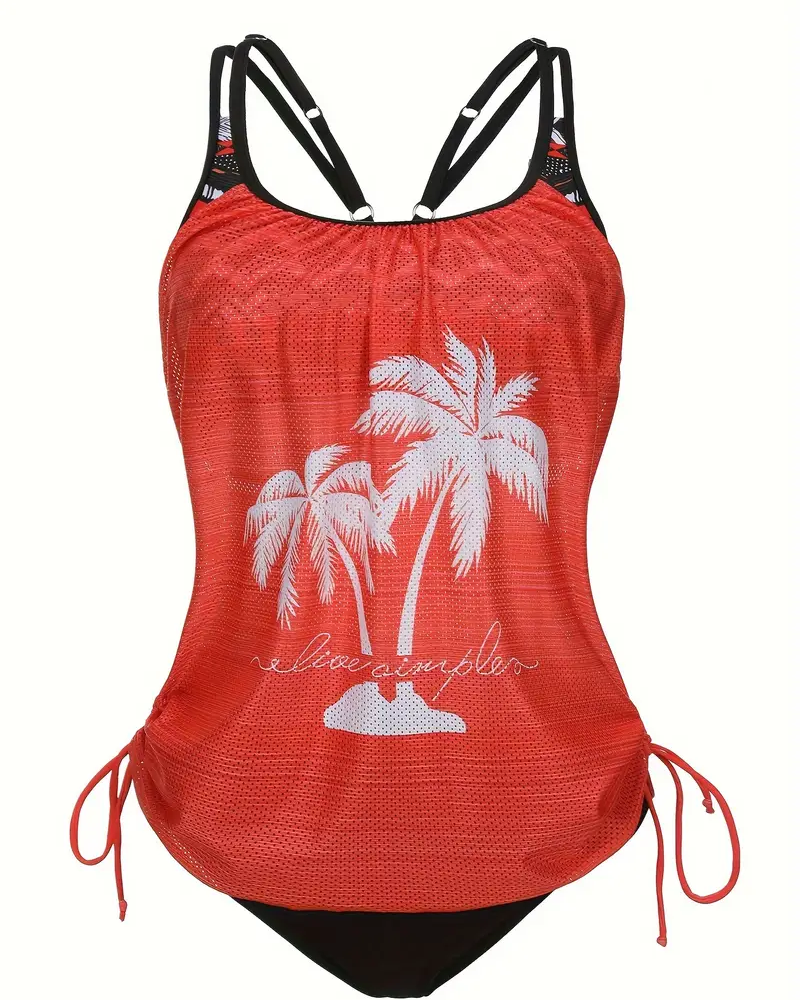 Costume da bagno a due pezzi con scollo all'americana e fascette