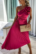 Eya™ | Elegante Abito Lungo Monospalla Floreale