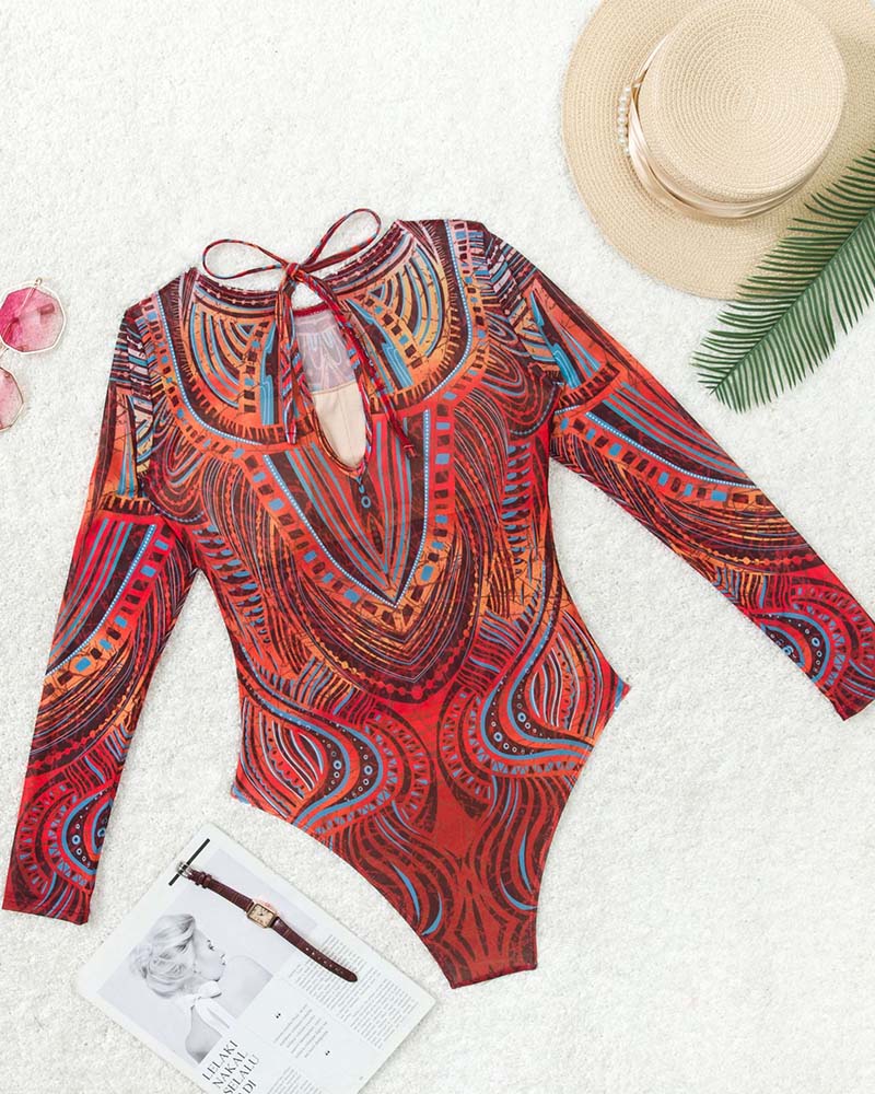 Costume da bagno intero a maniche lunghe con protezione solare