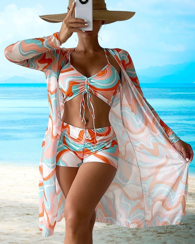 Costume da bagno bikini stampato 3 pezzi