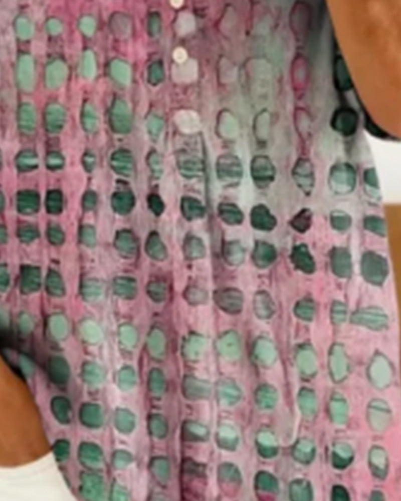 Camicetta Stampa Pois Bottone Mezza Abbottonatura