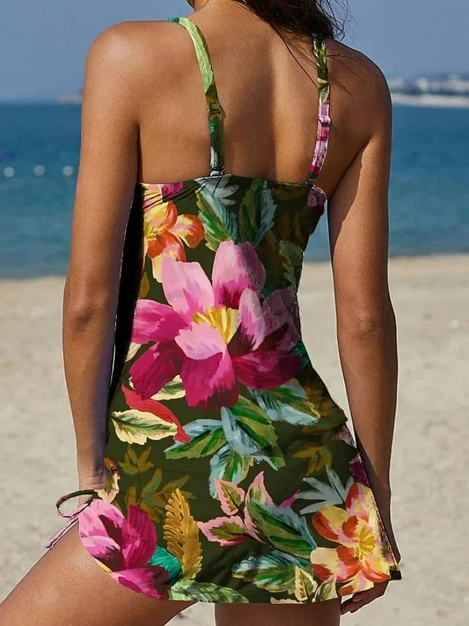 Fiesta – Tankini con stampa floreale e pantaloncini, effetto pancia piatta