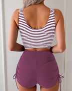 Costume Bikini Due Pezzi a Righe Allacciato di Tendenza