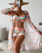 Costume da bagno bikini stampato 3 pezzi