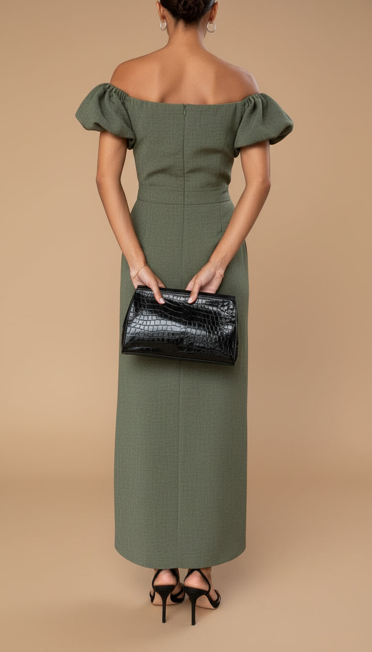 GELSOMINO | Elegante abito midi con punto vita accentuato e stile da sera senza tempo