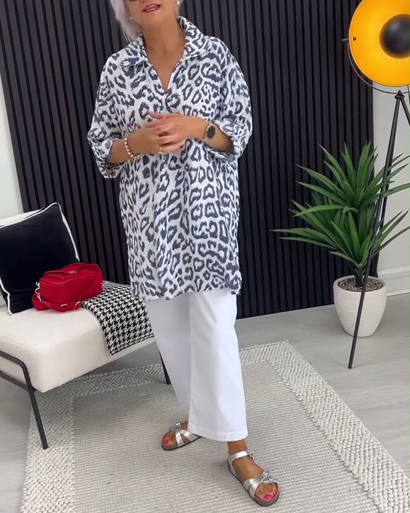 Camicetta Revers Stampa Leopardo
