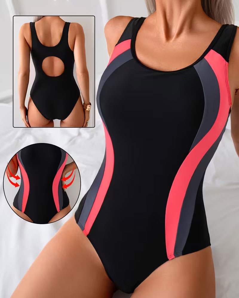 Costume Da Bagno Intero Color-Block Con Stampa