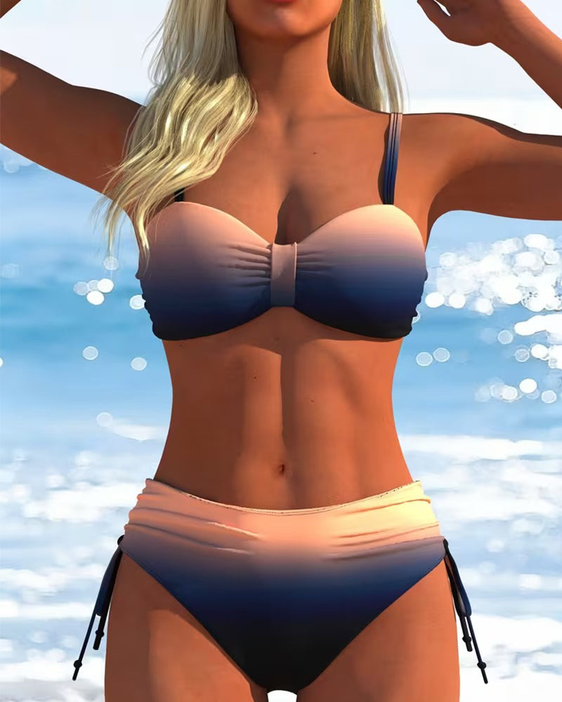 Bikini Motivo Sfumato Coulisse Alla Moda