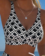 Costume da bagno a due pezzi stile reggiseno con motivo a rombi