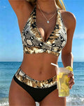 Bikini all'americana stampato a fantasia pitonata di tendenza