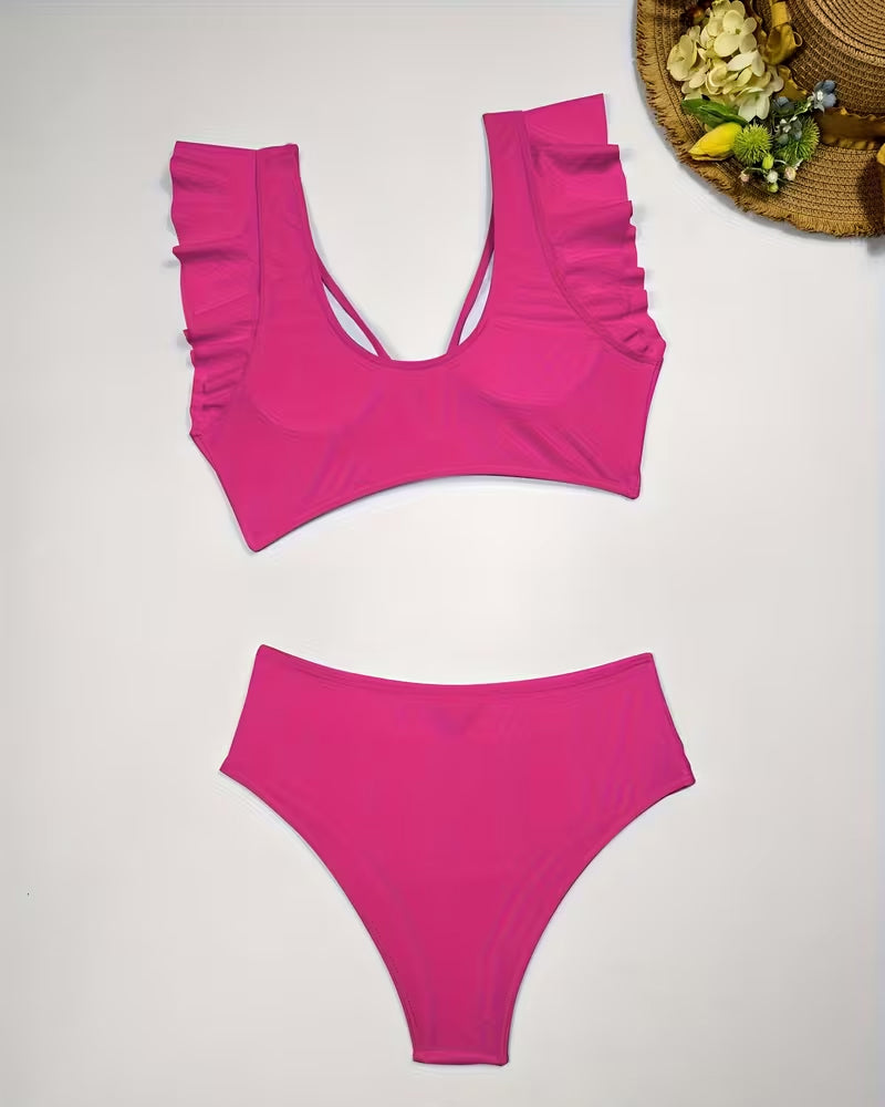 Costume Da Bagno Due Pezzi Con Balze E Stella A Cinque Punte