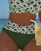 Costume da bagno a due pezzi stile reggiseno con motivo a rombi