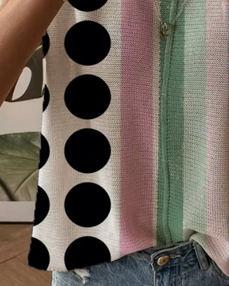 Maglione A Pois A Righe Arcobaleno