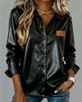 Camicia Revers Pezzi in PU Abbottonata