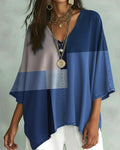 Maglia ampia con scollo a V a blocchi di colore