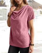 T-shirt con scollo a strati e maniche corte