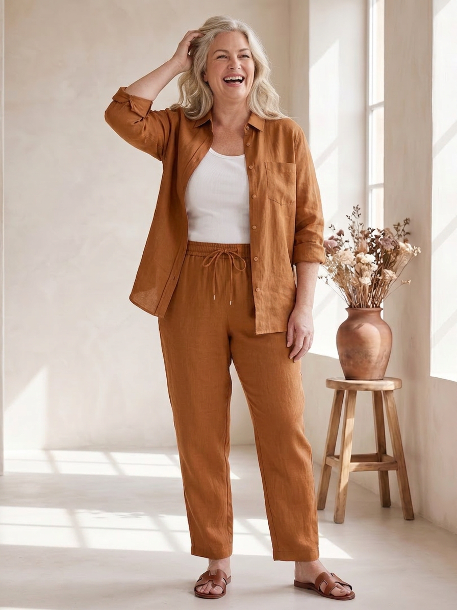 Noor | Set Camicia Manica Lunga e Pantalone Dritto