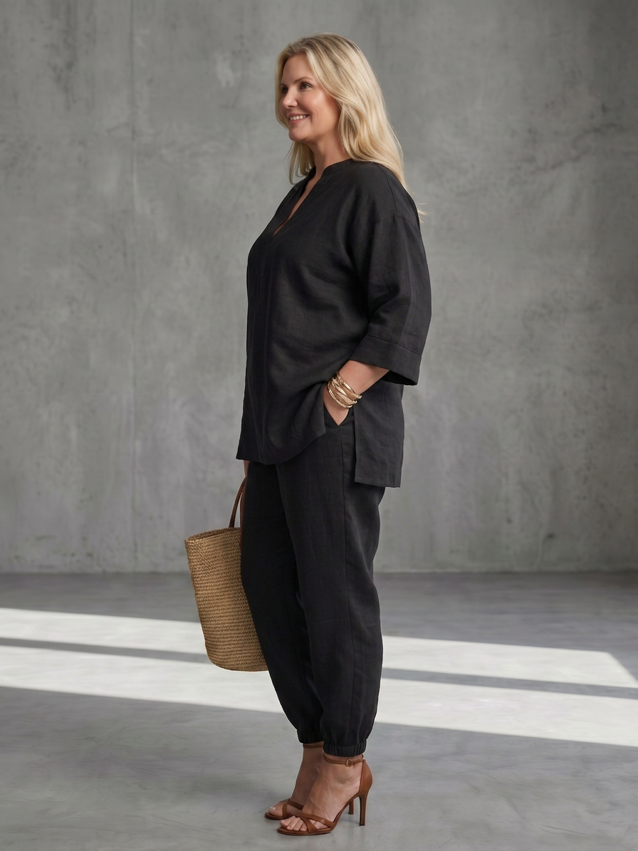 Georgiana | Completo Tunica Scollo a V e Pantalone Arricciato
