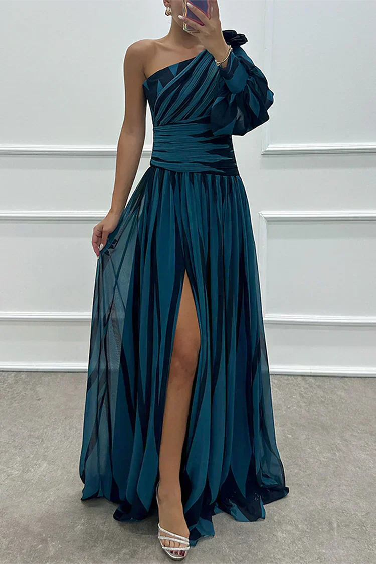 Hazel™ | Abito lungo elegante a righe con spalle scoperte