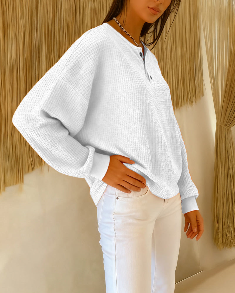 Felpa di tendenza casual monocolore a maniche lunghe