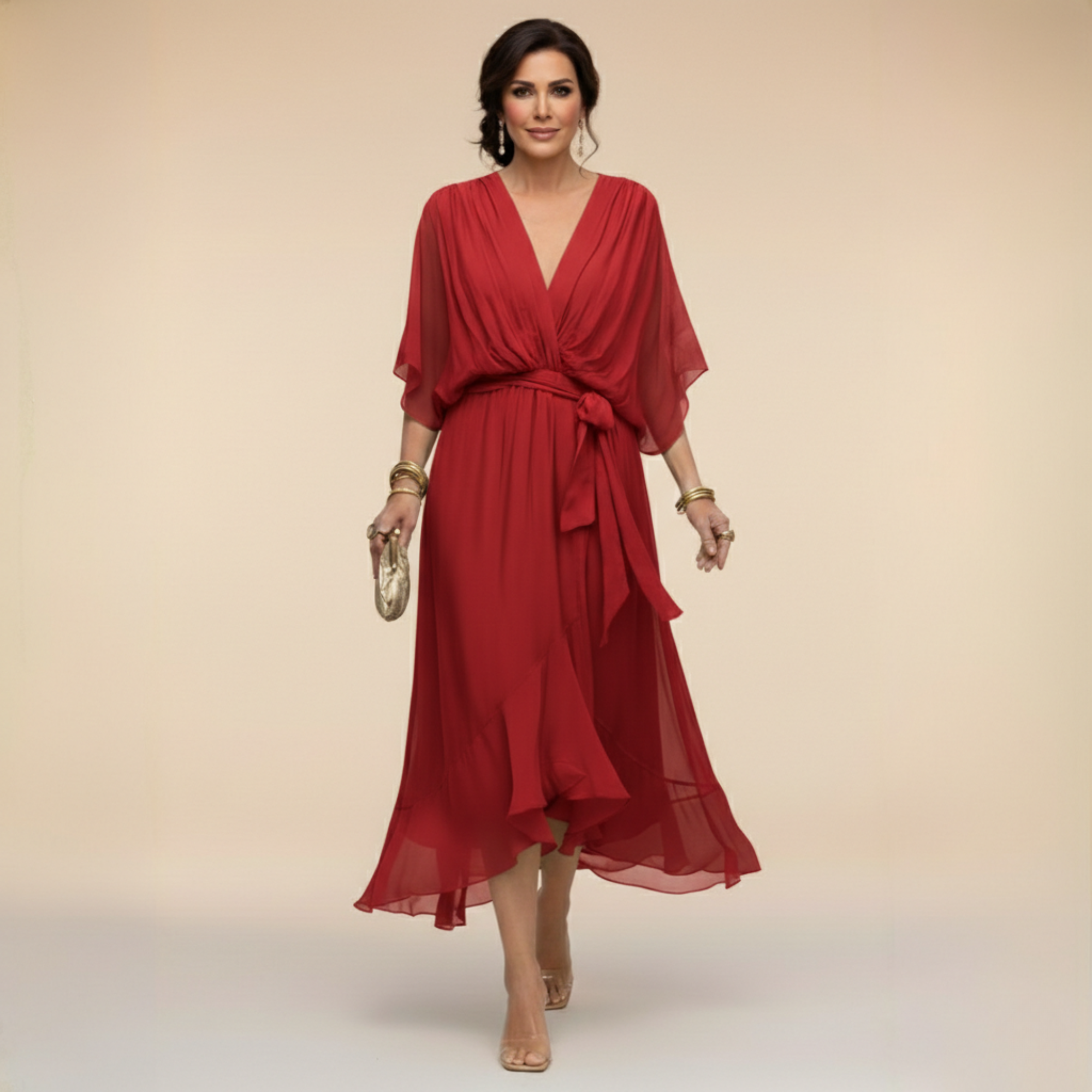 La Scintilla | Abito in chiffon con scollo a V