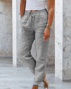 Pantaloni casual a tinta unita a gamba dritta