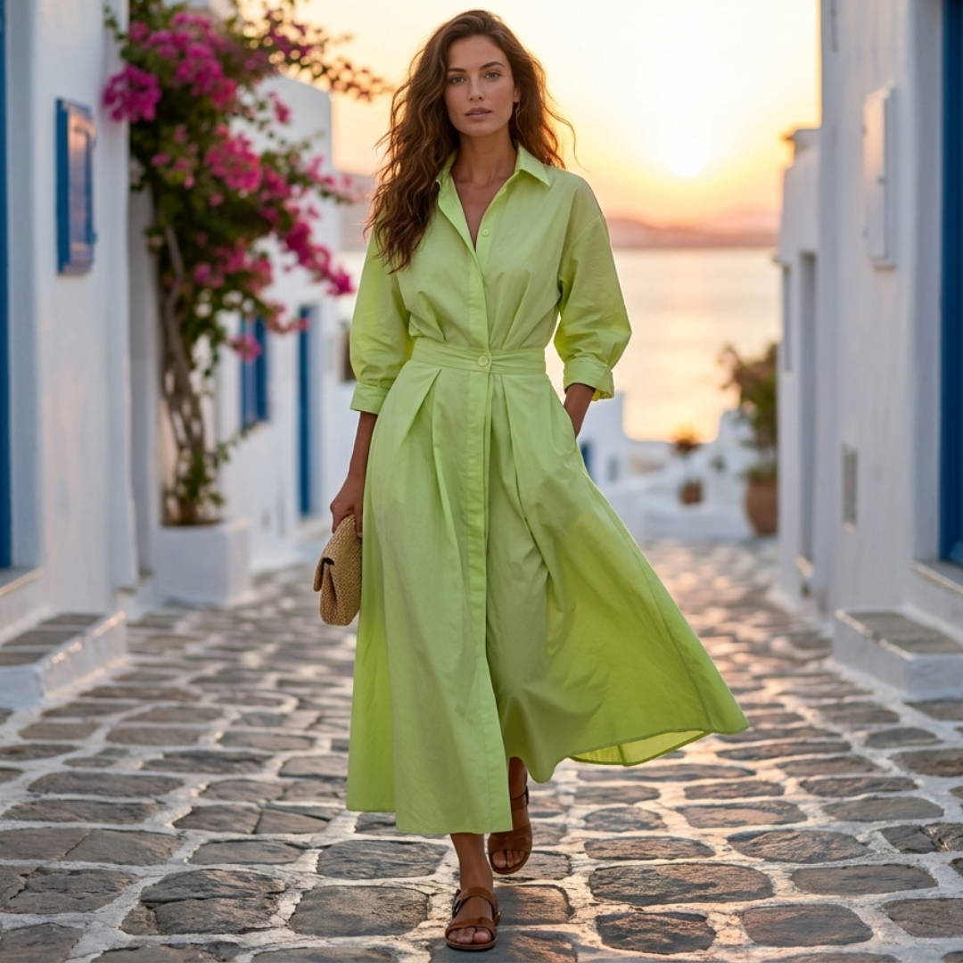 Lana - Elegante abito in cotone con colletto