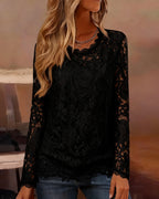 Top in pizzo a maniche lunghe basic