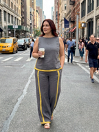 Inara | Completo Top Senza Maniche e Pantaloni Ampi a Contrasto