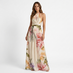 Astreia - Abito lungo con scollo floreale e spalline