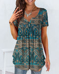 T-shirt ampio a maniche corte e scollo a V