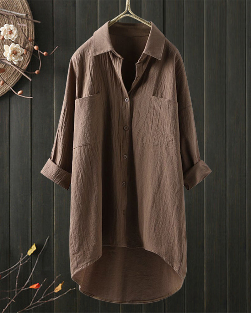 Camicia ampia a tinta unita con maniche lunghe