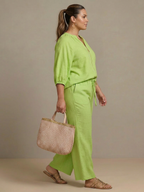 Natalia | Completo Top Palloncino con Zip e Pantaloni Ampi