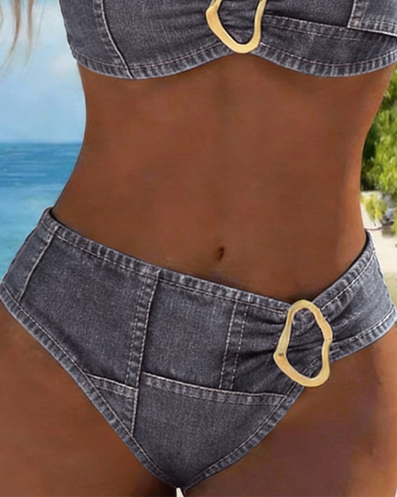 Bikini Due Pezzi con Bretelline e Fibbia Metallica