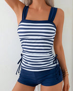 Tankini con boxer a righe spaccato