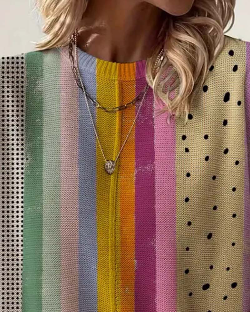 Maglione A Pois A Righe Arcobaleno