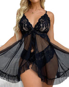Completo Intimo Sexy in Mesh Trasparente