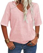 Top Donna Maniche Corte Scollo a V