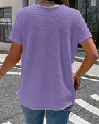 T-shirt con colletto Peter Pan a tre bottoni