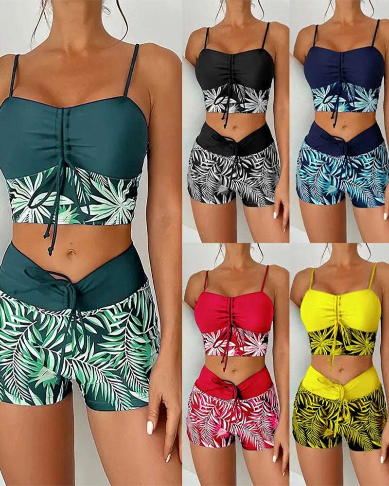 Bikini a vita alta Boyleg stampato